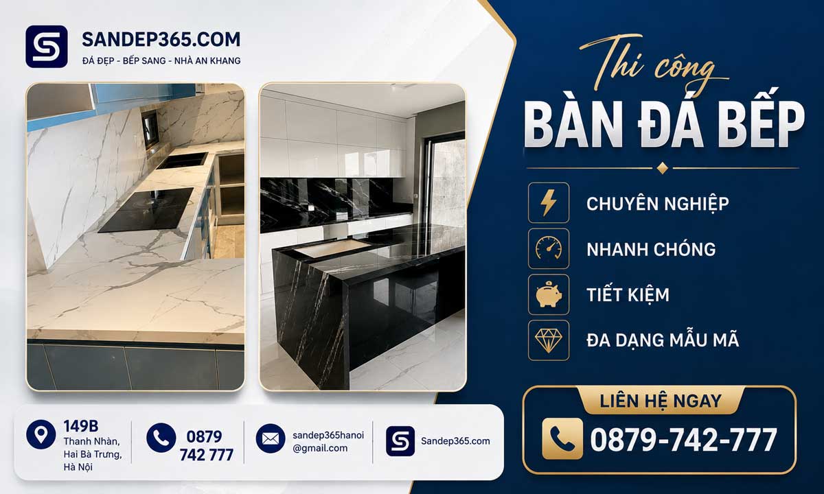 Thi công bàn đá bếp chuyên nghiệp tại Hà Nội